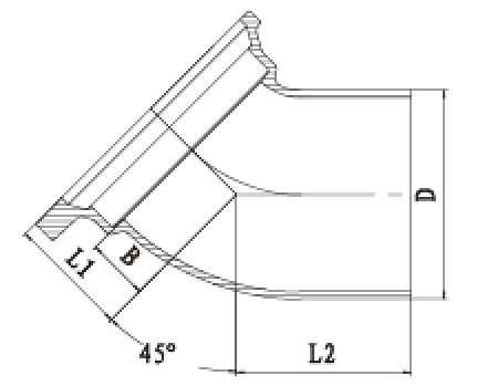 B型45度单承弯头结构图