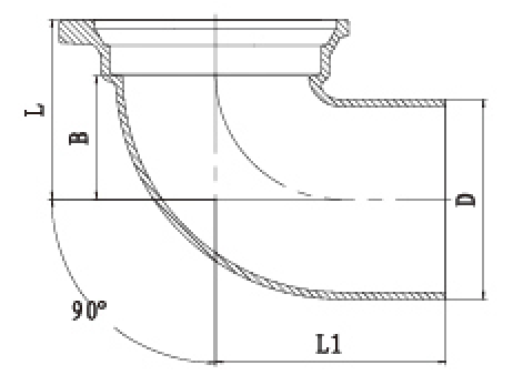 B型90度单承弯头结构图