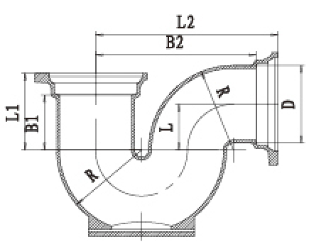 B型带门P型存水弯结构图
