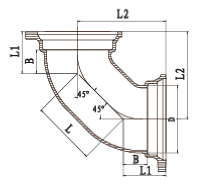 B型双45度弯头结构图