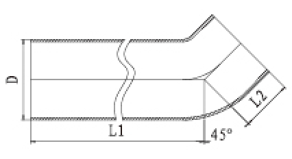 W型45度加长弯头结构图