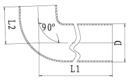 W型90度加长弯头结构图