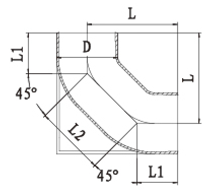 W型双45度鸭脚支撑弯头结构图